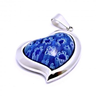 Ocelový přívěsek EXEED - Heart / Blue Fimo (3493)