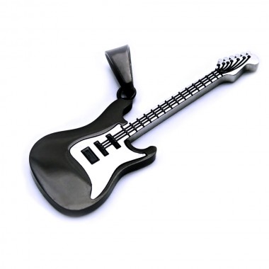 Ocelový přívěsek - Kytara / Guitar / Black (6898)