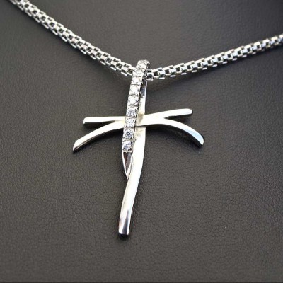 Ocelový přívěsek - Kříž / Swarovski Cross - M